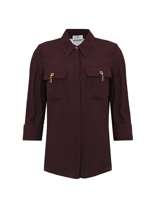 Camicia in georgette con pendenti logo Elisabetta Franchi | CA12256E2EA4